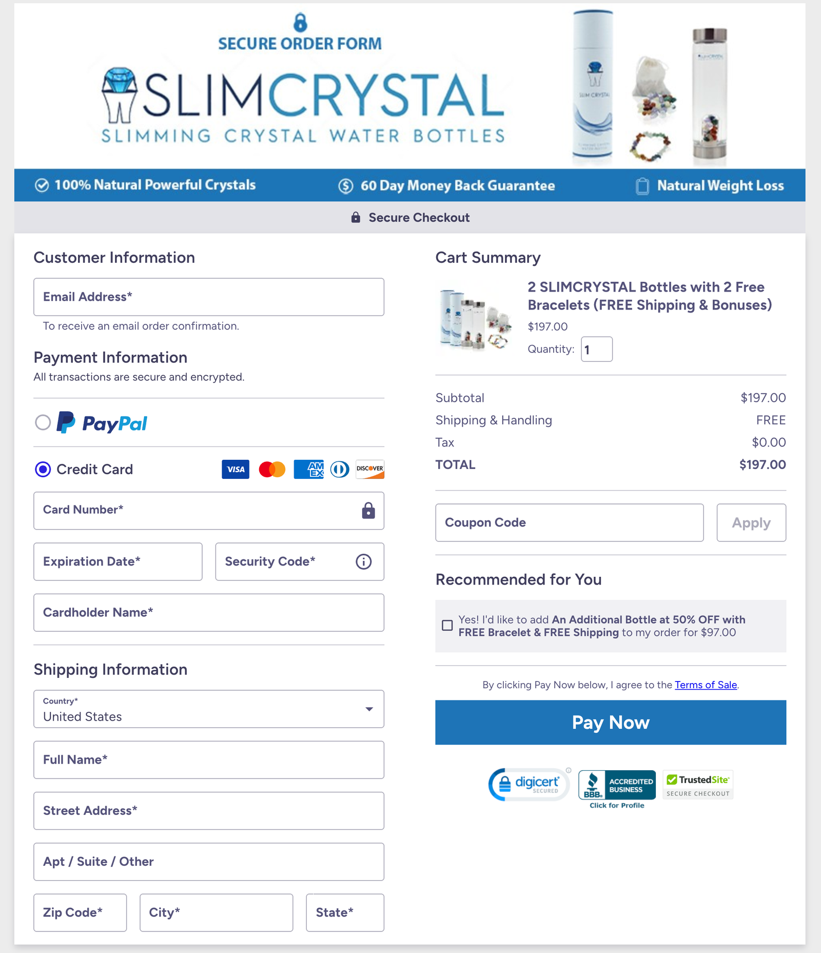 SlimCrystal Official Website Secure Order Page